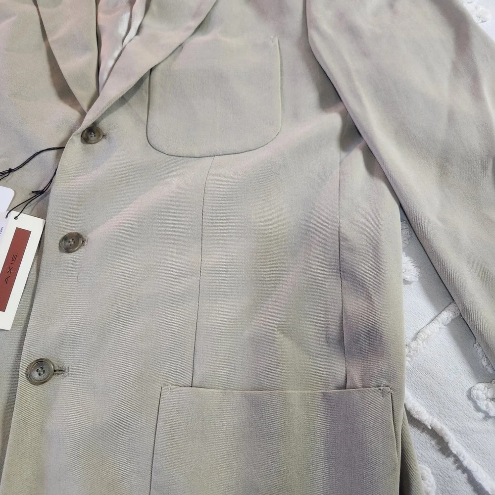 Axis Sports Coat Blazer Suit Jacket Tencel Fiber XL Beige Tan‎ 3 Button Shoulder